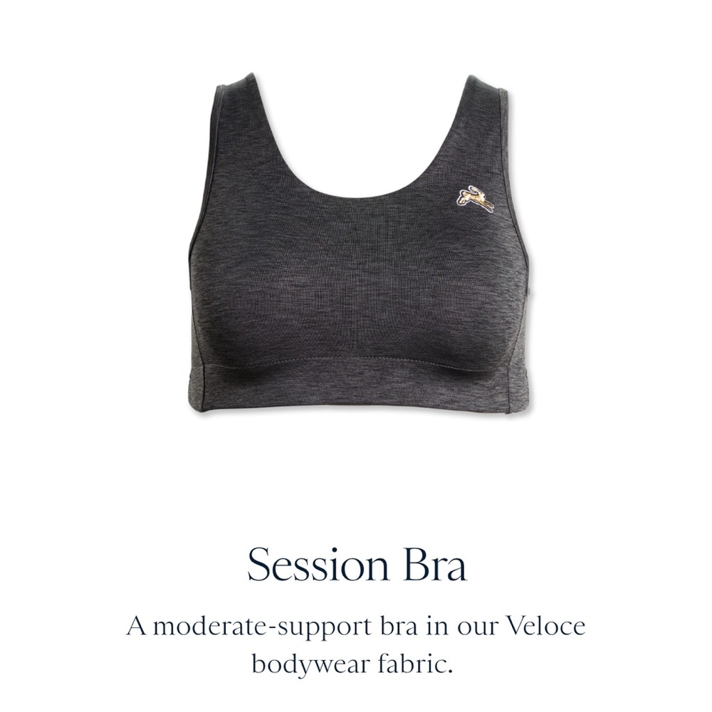 NWT Tracksmith Session Bra Size S Charcoal